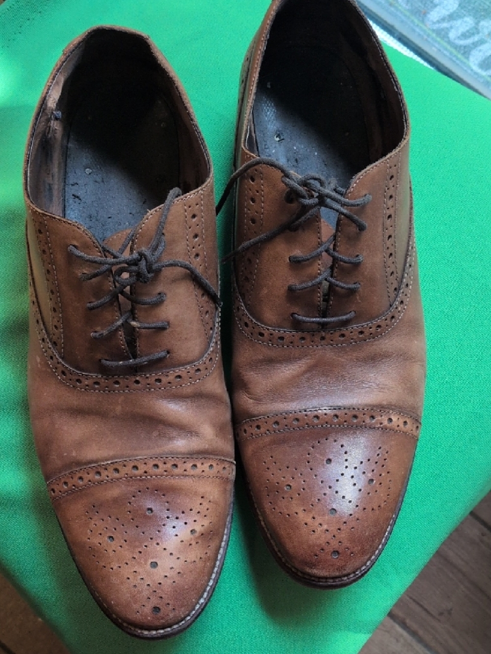 Big Shoe!! Johnston & Murphy 14 Men's Brown Tabor Captoe.  Missing Insole!!